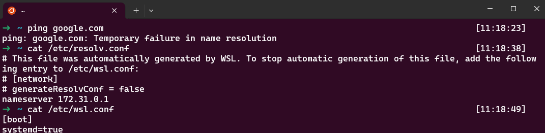 WSL2 DNS error